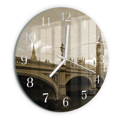 Glas wanduhr Sepia-Brücke