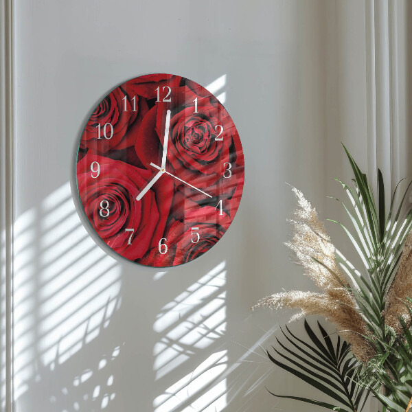 Glas wanduhr Rosen