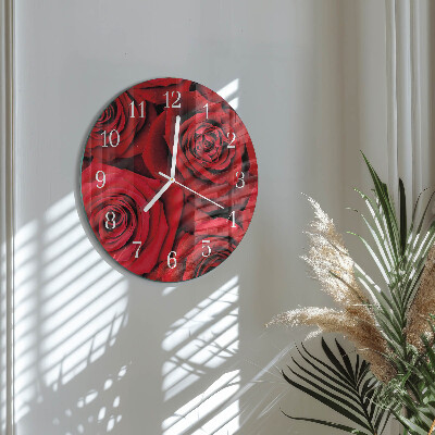 Glas wanduhr Rosen