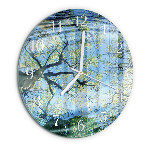 Glas wanduhr Bäume Wasser
