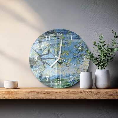 Glas wanduhr Bäume Wasser