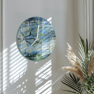 Glas wanduhr Bäume Wasser