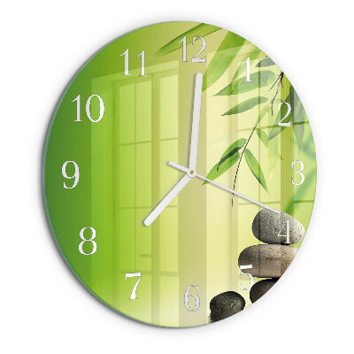 Glas wanduhr Bambussteine