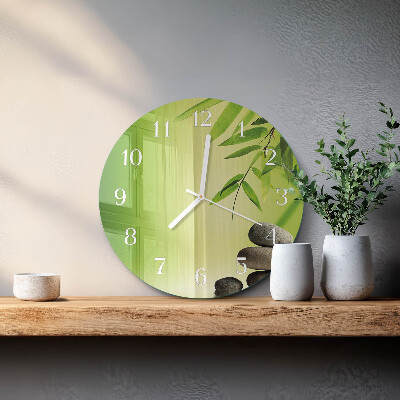 Glas wanduhr Bambussteine