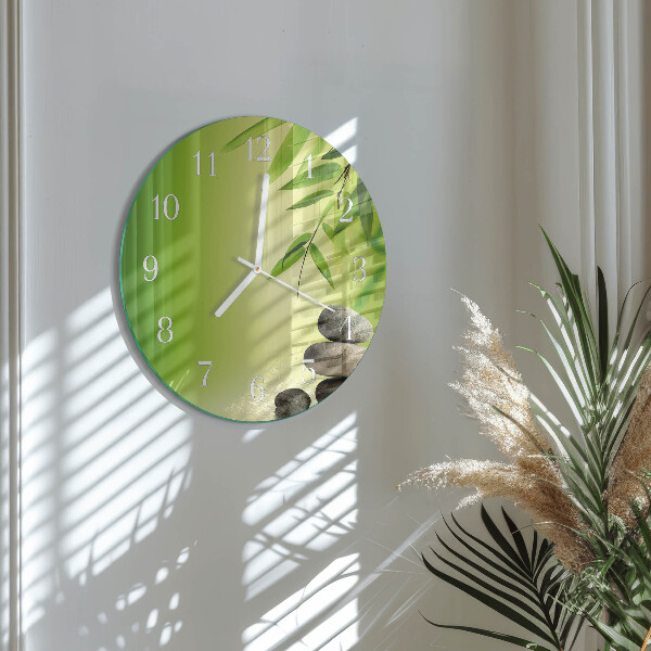 Glas wanduhr Bambussteine