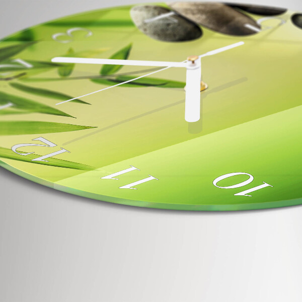 Glas wanduhr Bambussteine