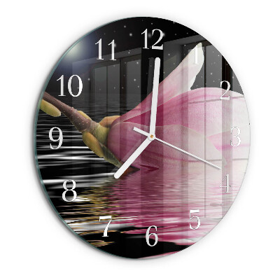 Glas wanduhr Magnolienblüte