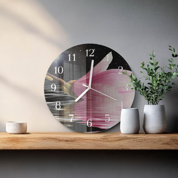 Glas wanduhr Magnolienblüte