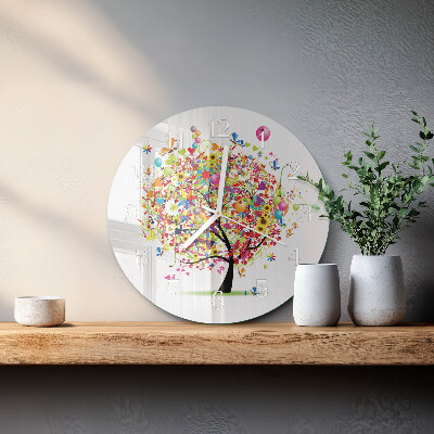 Glas wanduhr Bunter Baum
