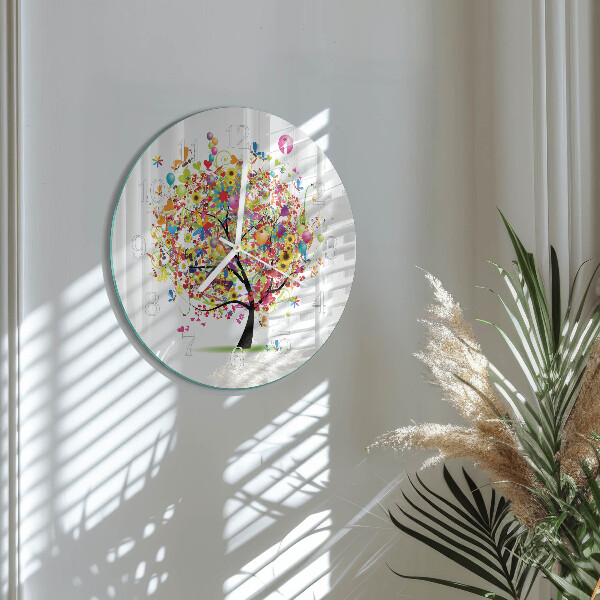 Glas wanduhr Bunter Baum