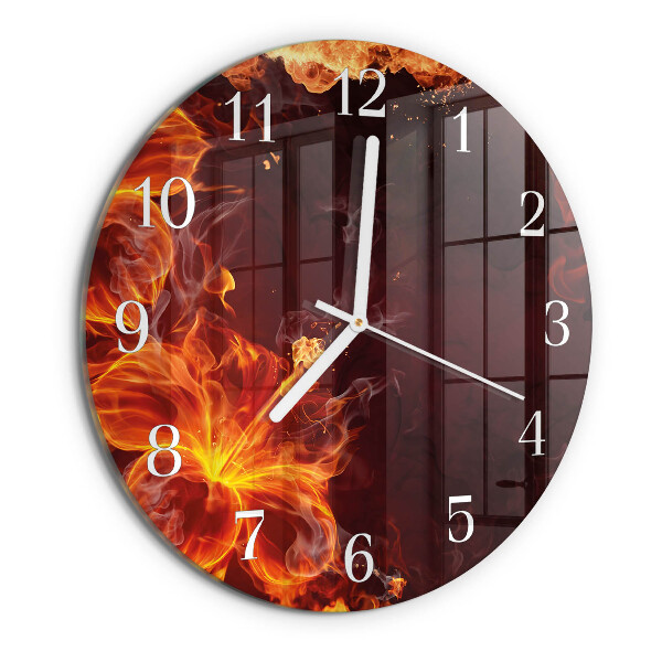 Glas wanduhr Blumen des Feuers