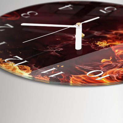Glas wanduhr Blumen des Feuers