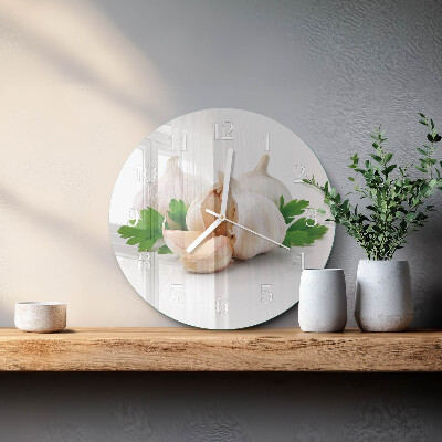 Glas wanduhr Knoblauch