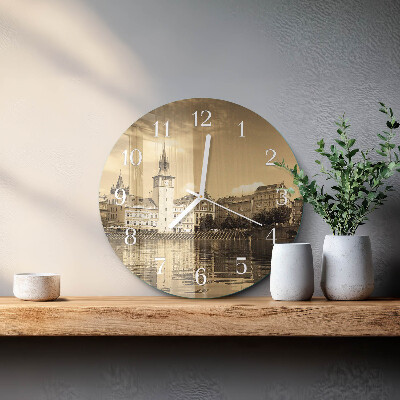 Glas wanduhr Sepia Castle