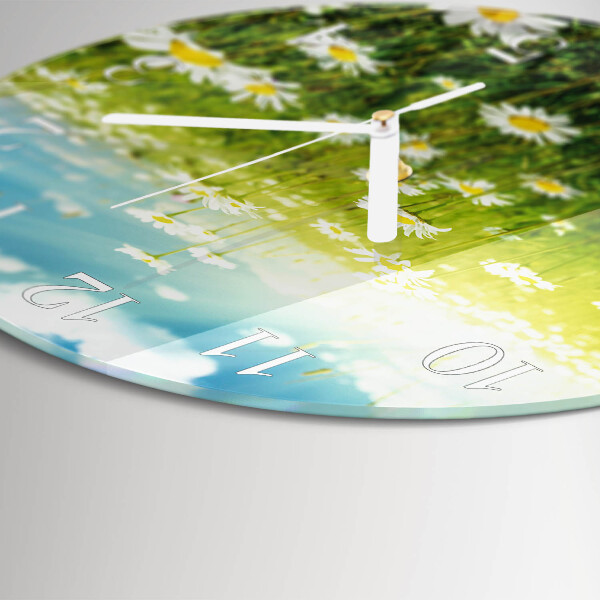 Glas wanduhr Gänseblümchen