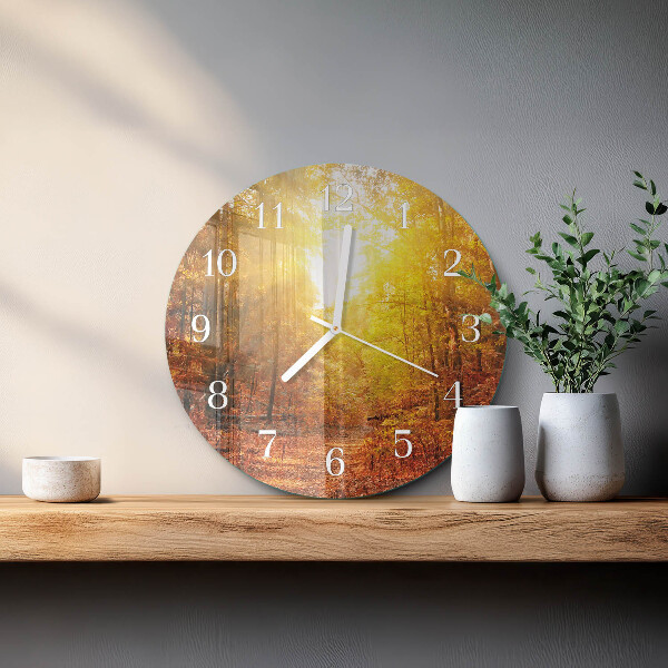 Glas wanduhr Herbstwald