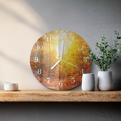 Glas wanduhr Herbstwald