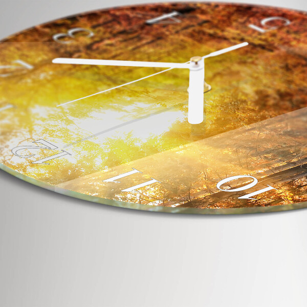 Glas wanduhr Herbstwald