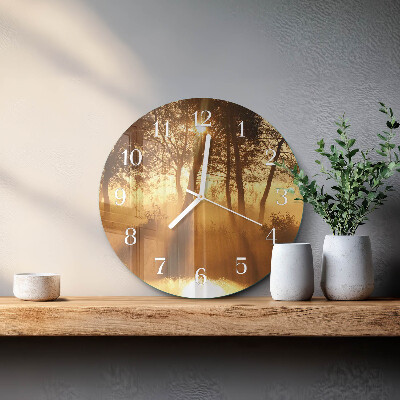 Glas wanduhr Bäume Nebel