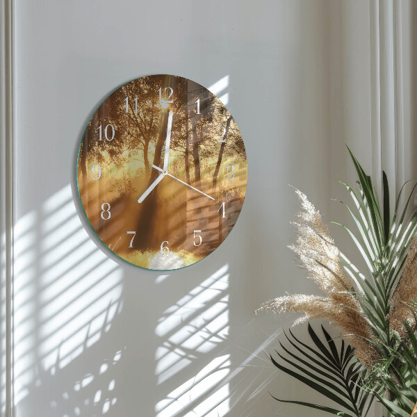 Glas wanduhr Bäume Nebel