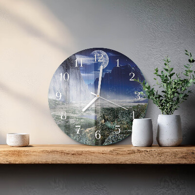 Glas wanduhr Berge Mond