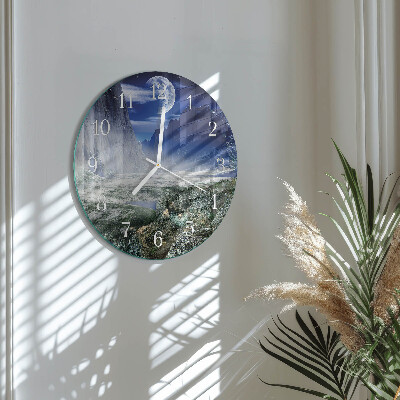 Glas wanduhr Berge Mond