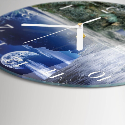 Glas wanduhr Berge Mond