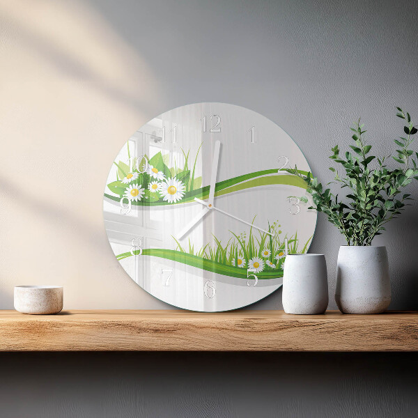 Glas wanduhr Gänseblümchen