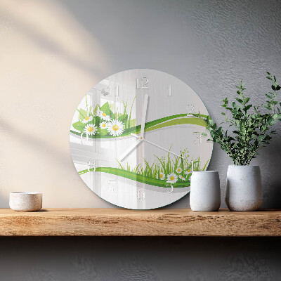 Glas wanduhr Gänseblümchen