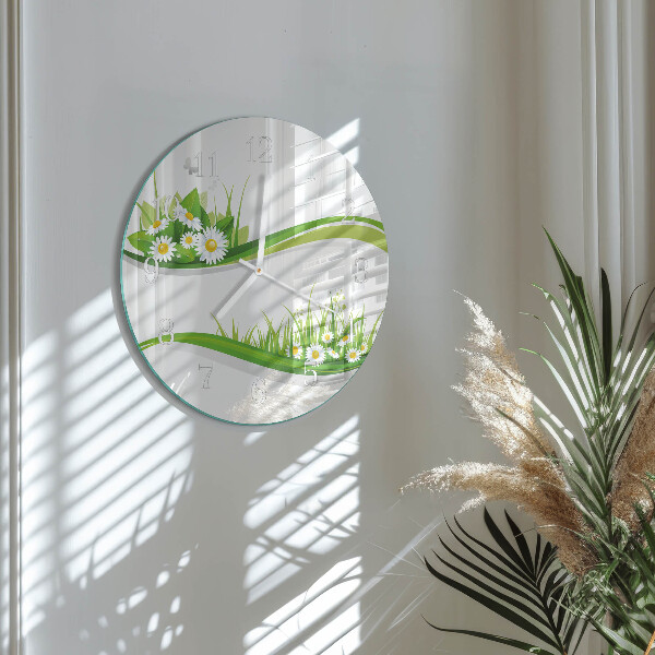 Glas wanduhr Gänseblümchen