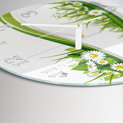Glas wanduhr Gänseblümchen
