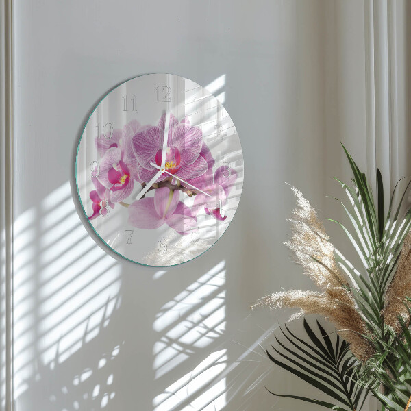 Glas wanduhr Orchideen