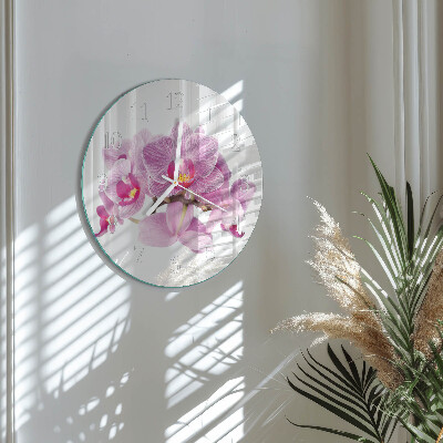 Glas wanduhr Orchideen