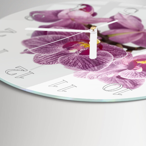 Glas wanduhr Orchideen