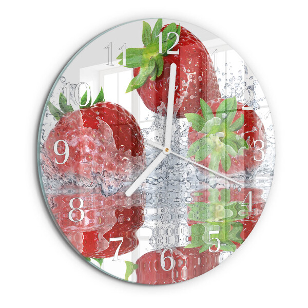 Glas wanduhr Erdbeeren