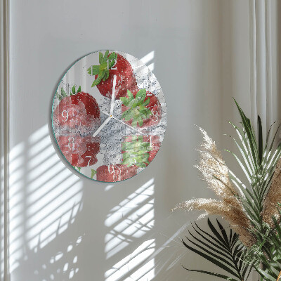 Glas wanduhr Erdbeeren