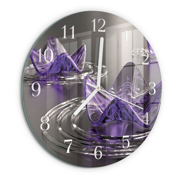 Glas wanduhr Glasblumen