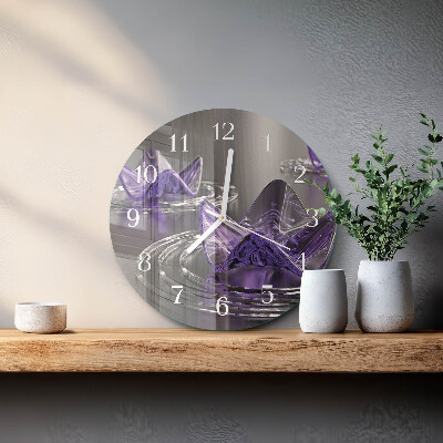 Glas wanduhr Glasblumen