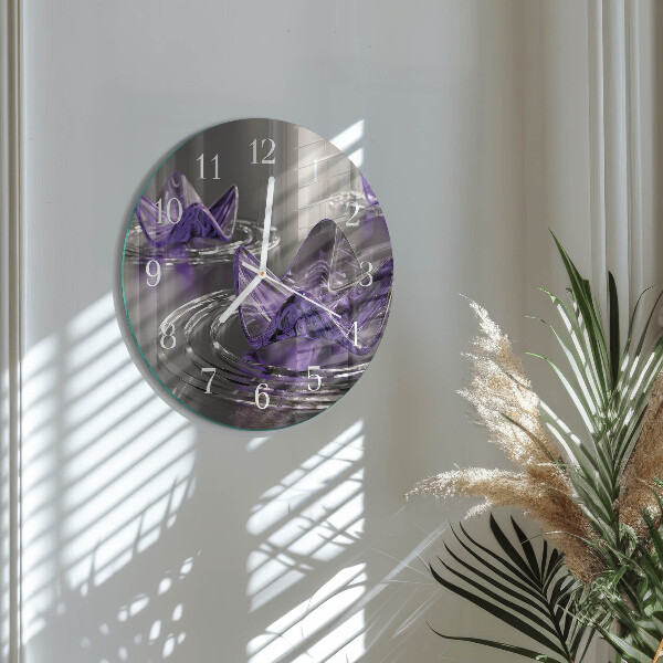 Glas wanduhr Glasblumen