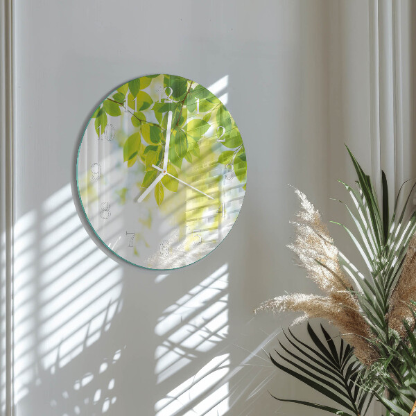 Glas wanduhr Blätter
