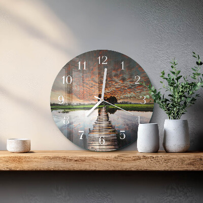 Glas wanduhr Meadow Bridge
