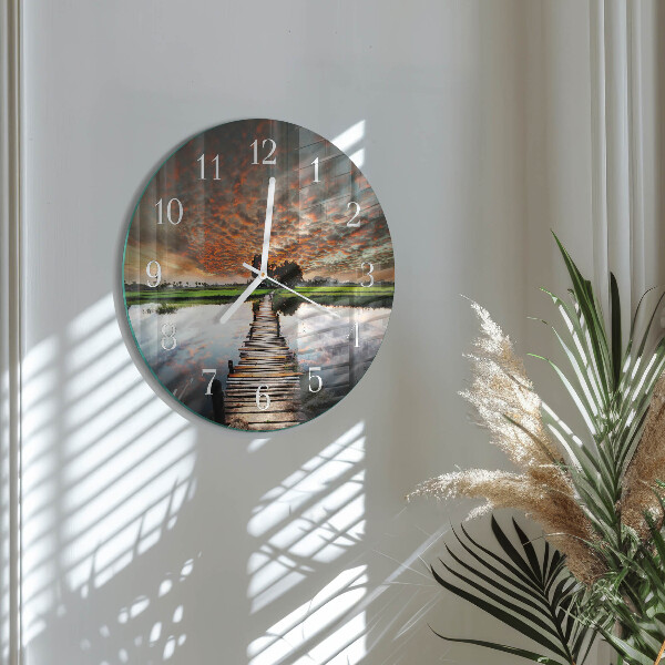 Glas wanduhr Meadow Bridge
