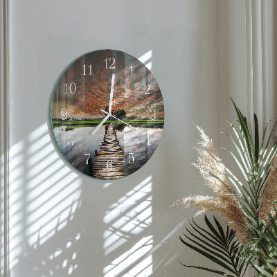 Glas wanduhr Meadow Bridge