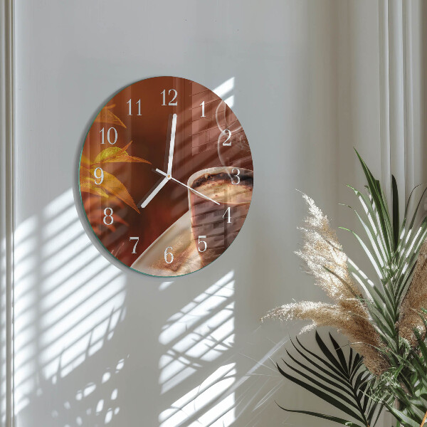Glas wanduhr Kaffee