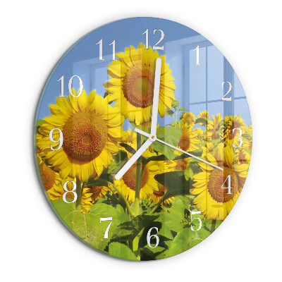 Glas wanduhr Sonnenblumen