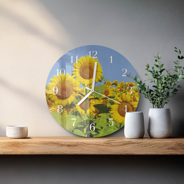 Glas wanduhr Sonnenblumen