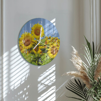 Glas wanduhr Sonnenblumen