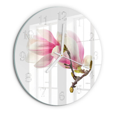 Glas wanduhr Magnolienblüte