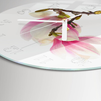 Glas wanduhr Magnolienblüte