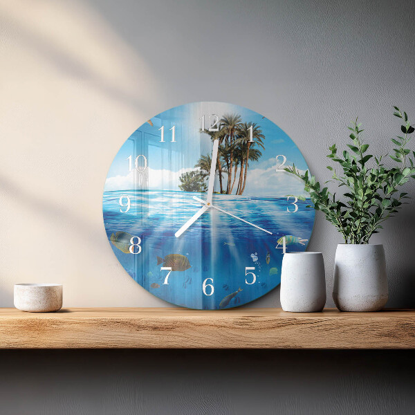 Glas wanduhr Fischinsel